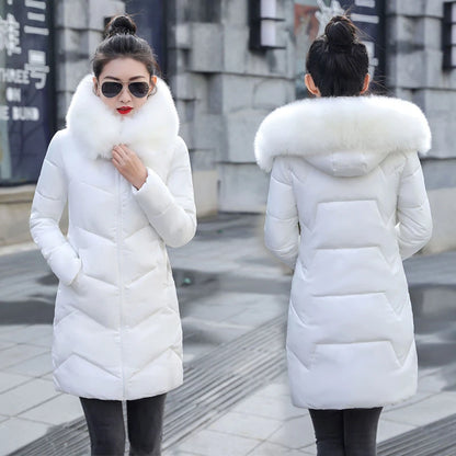 Autumn Warm Female Jacket Korean New 2024 Hooded Winter Jacket Women Parkas Female Long Outerwear Cotton Winter Coat Women