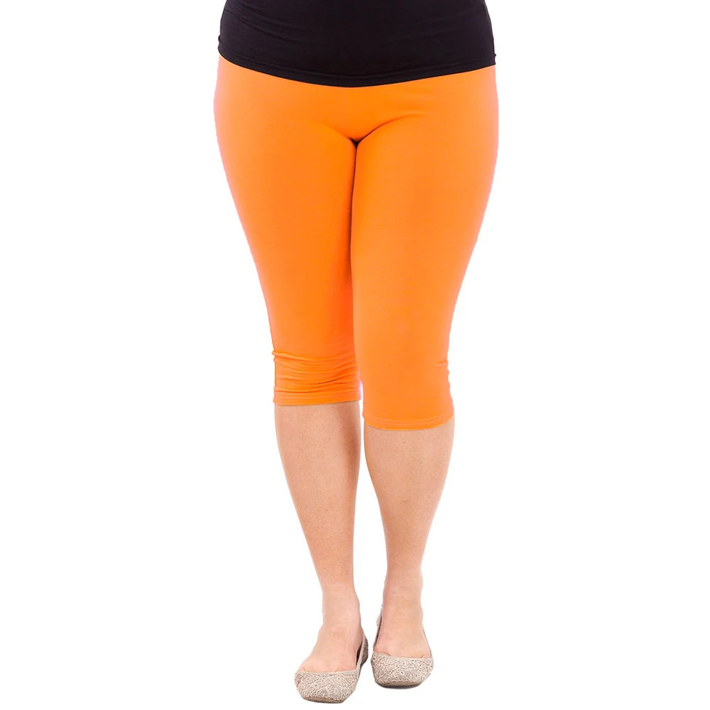 Plus Size Women’s Cotton Modal Leggings | Casual Mid-Calf Stretch Pants for Spring & Summer - tonyfinger store