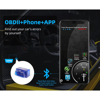 Mini ELM327 V1.5/V2.1 OBD2 Scanner Tool Bluetooth ELM327 Car Diagnostic Tools ELM327 Support Android Torque/Symbian Works