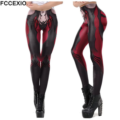 FCCEXIO Jogging Pants Women Anime COSPLAY Printed High Quality Leggings Fashion Elastic Pants Sporting Fitness Leggins