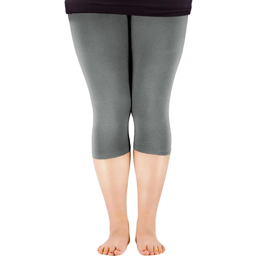 Plus Size Women’s Cotton Modal Leggings | Casual Mid-Calf Stretch Pants for Spring & Summer - tonyfinger store