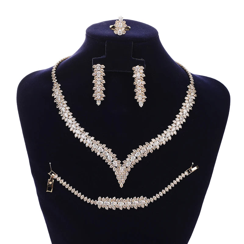 Jewelry Set HADIYANA Noble Ladies Bridal Wedding Necklace Bracelet Ring Earrings High Quality Zirconia Zirconia BN7947 Schmuck