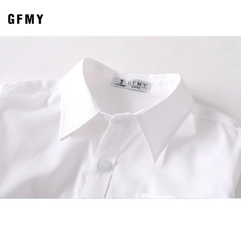 Hot Sale Children Boys Shirts Spring 2021 Fashion Solid color Kids baby Shirts children Clothing Shirt white Long sleeve 3-12Yrs