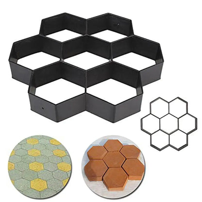 Path Paving Mould Home Garden Floor Road Concrete Stepping Stone Path Mold Patio Maker Reusable DIY Plastic Paving Tool