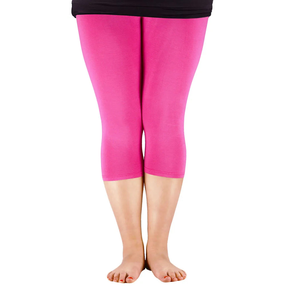 Plus Size Women’s Cotton Modal Leggings | Casual Mid-Calf Stretch Pants for Spring & Summer - tonyfinger store