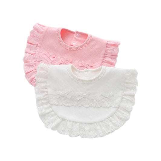 Cute Cotton Baby Bibs - Lace Bow Princess Drool Cloths