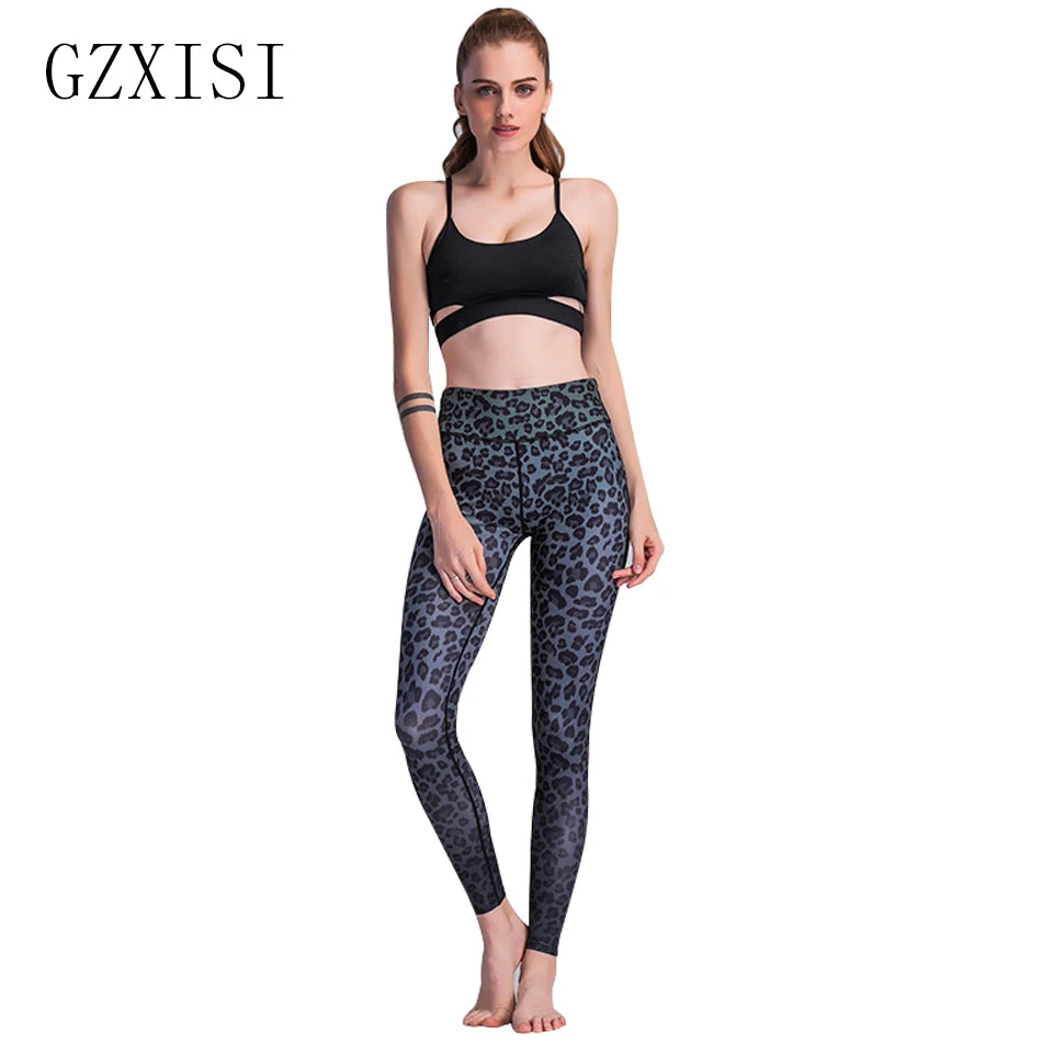 Sexy women's slim leggings women fitness workout elastic leggings push up pants athleisure Leopard print activewear leggings