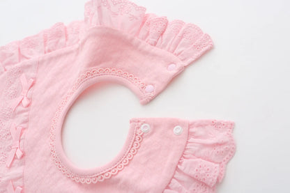 Cute Cotton Baby Bibs - Lace Bow Princess Drool Cloths