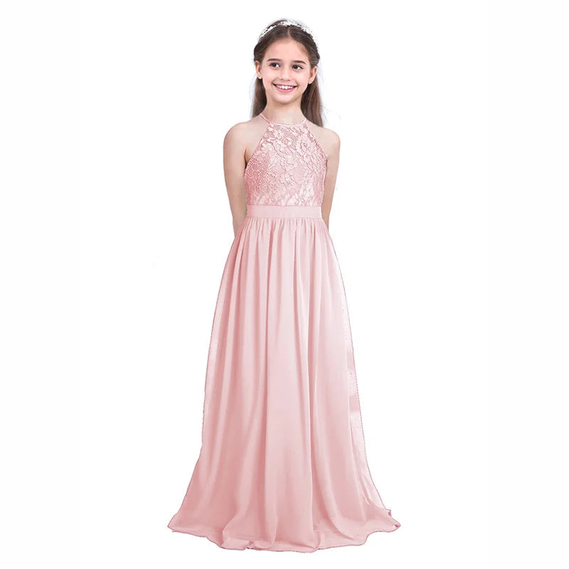 iiniim Kids Princess Lace Party Dress - Summer Wedding & Prom