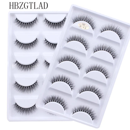 NEW 5 pairs Handmade 3d mink lashes short False Eyelashes Cross Messy Dense Natural Eye Lashes Stage Makeup False Eyelashes