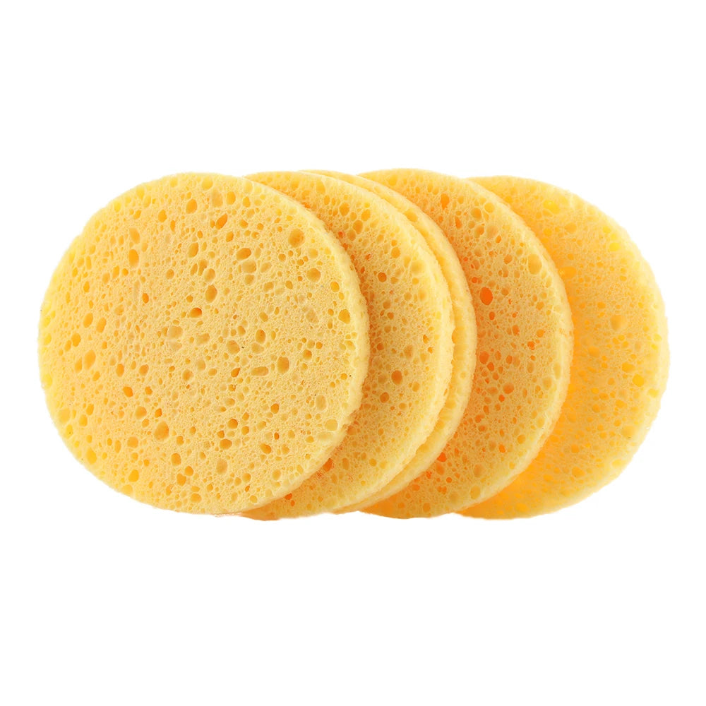 Natural Wood Pulp Face Sponges - 5/10pcs, 6-9cm | Makeup Remover & Facial Cleansing