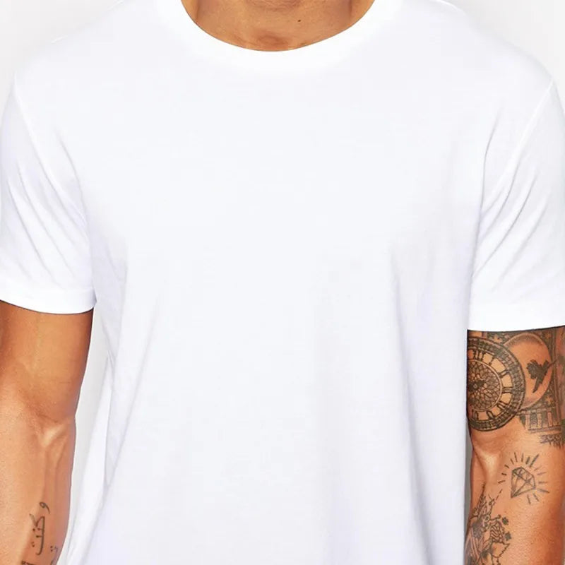 2024 Men’s Extra Long White Cotton Hip Hop T-Shirt