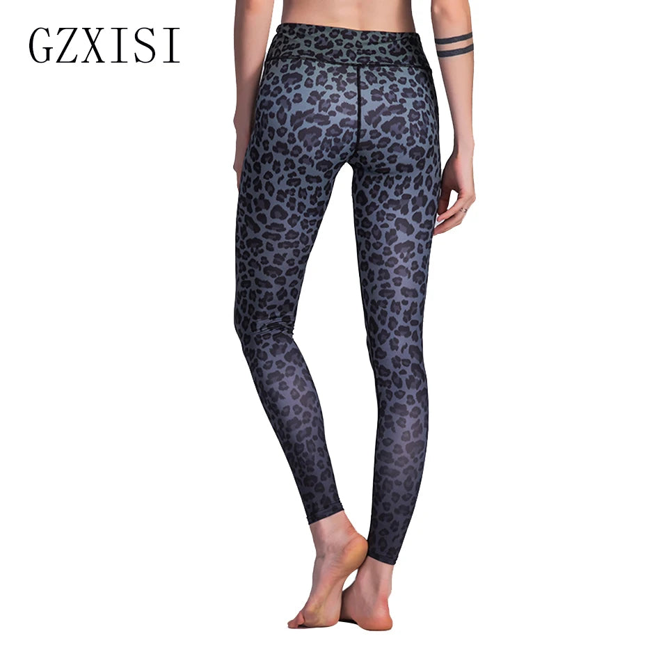 Sexy women's slim leggings women fitness workout elastic leggings push up pants athleisure Leopard print activewear leggings