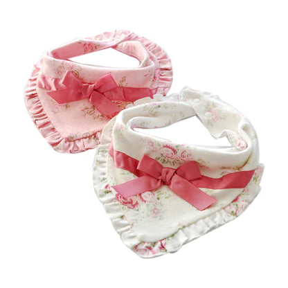 Cute Cotton Baby Bibs - Lace Bow Princess Drool Cloths