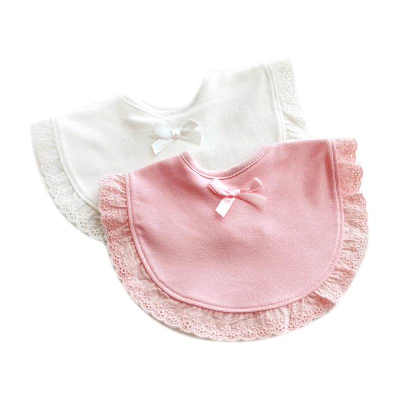 Cute Cotton Baby Bibs - Lace Bow Princess Drool Cloths