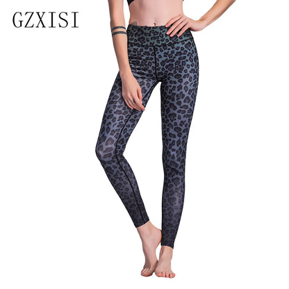 Sexy women's slim leggings women fitness workout elastic leggings push up pants athleisure Leopard print activewear leggings