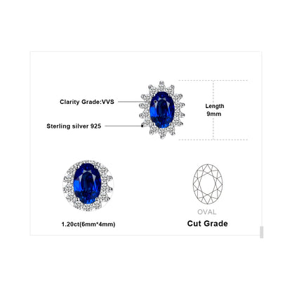 JewelryPalace Created Blue Sapphire Ruby 925 Sterling Silver Stud Earrings Natural Amethyst Garnet Peridot Topaz Princess Diana