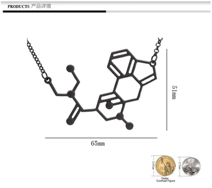 MOLECULE CHARM NECKLACE Biochemistry Biochem Pendant Serotonin Dopamine Caffeine