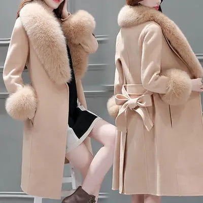 Woolen coat winter coat women Korean version of the self-cultivation large fur collar jackets Wool-Coat Jacket Parka