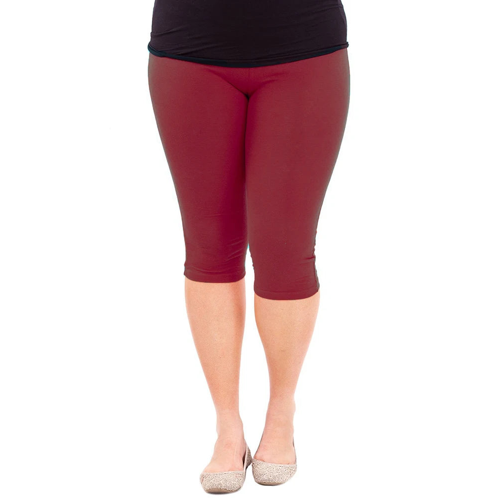 Plus Size Women’s Cotton Modal Leggings | Casual Mid-Calf Stretch Pants for Spring & Summer - tonyfinger store