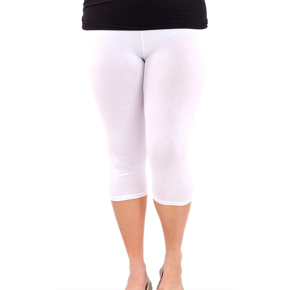 Plus Size Women’s Cotton Modal Leggings | Casual Mid-Calf Stretch Pants for Spring & Summer - tonyfinger store