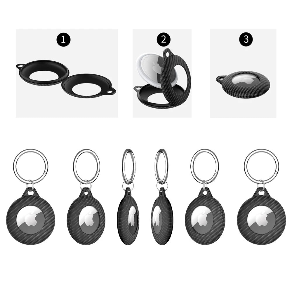 For Apple Airtag Case Carbon Hard Anti-lost Anti-Scratch Keychain Cover For Airtags Matte Slim TPU Loop GPS Protective Sleeve