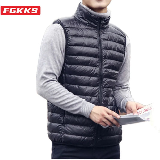 FGKKS Men’s Lightweight Down Vest - Winter Casual Sleeveless Coat