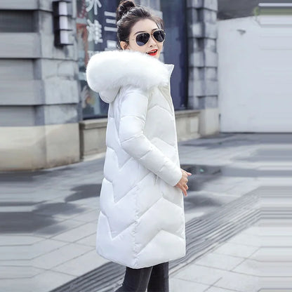 Autumn Warm Female Jacket Korean New 2024 Hooded Winter Jacket Women Parkas Female Long Outerwear Cotton Winter Coat Women