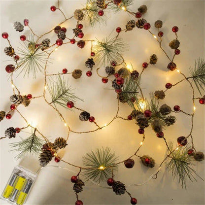 2m 20 led pine cone christmas lights - copper wire, home decor