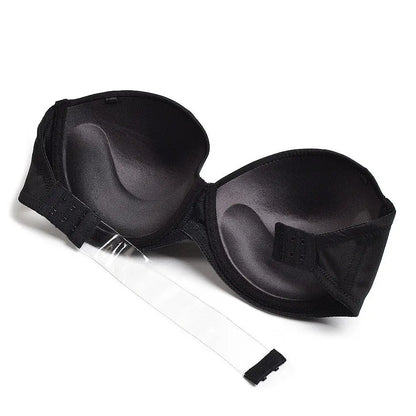 YANDW New Sexy Lingerie Push Up Bra Big Breast 1/2 Cup Plus Size Women Silicone Strapless Wed A B C D E F 70 75 80 85 90 95