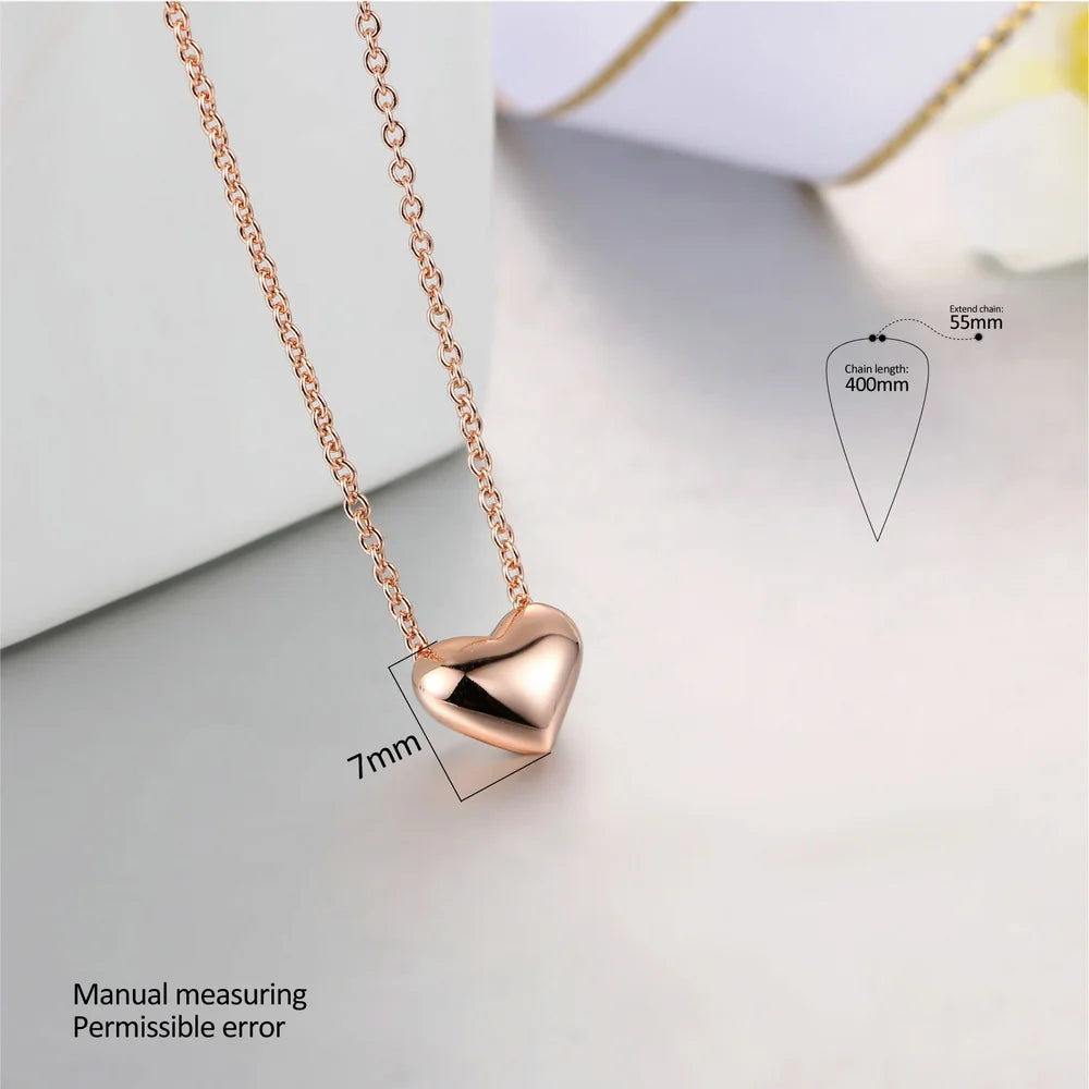 Rose Gold Heart Pendant Necklace for Women - Elegant OL Style, Perfect Party & Wedding Gift