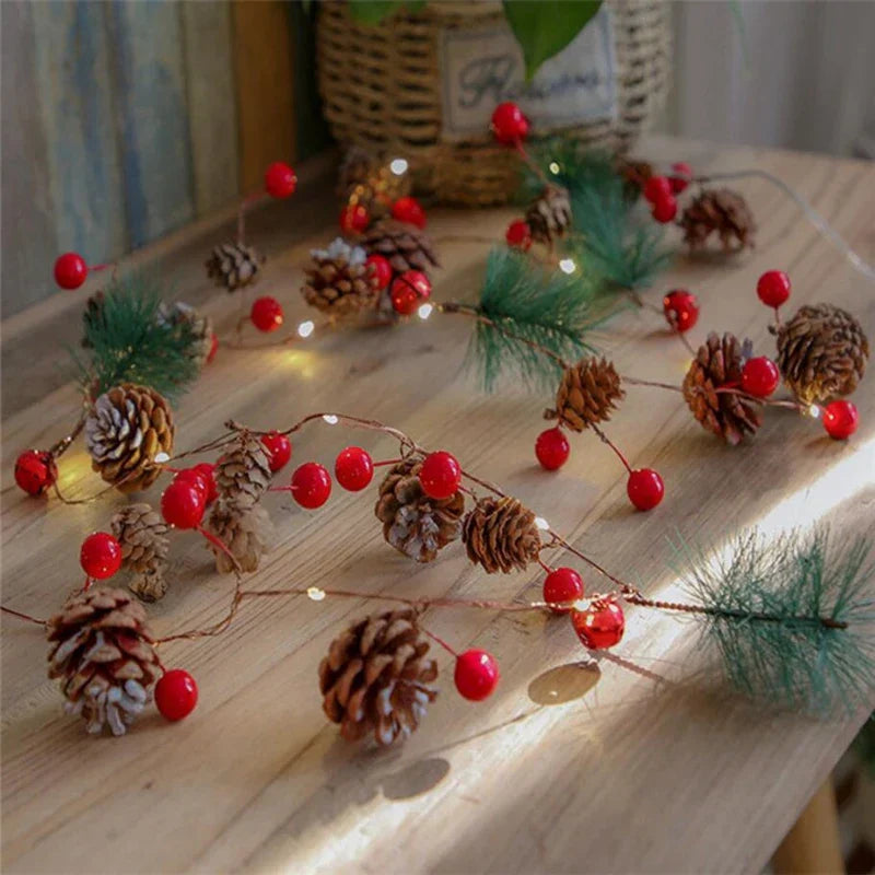 2m 20 led pine cone christmas lights - copper wire, home decor