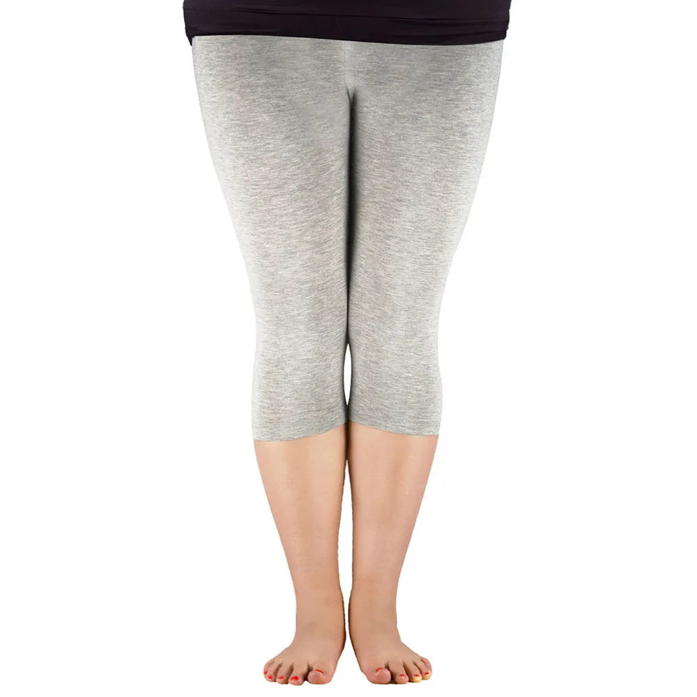 Plus Size Women’s Cotton Modal Leggings | Casual Mid-Calf Stretch Pants for Spring & Summer - tonyfinger store