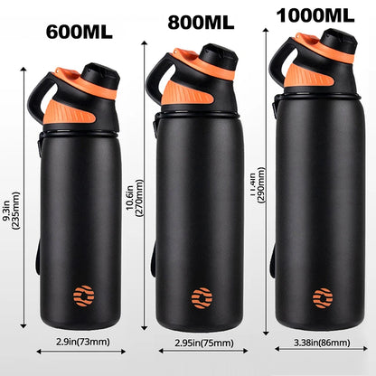 FEIJIAN 1000ml Magnetic Lid Thermos - Insulated Stainless Steel Sports Bottle