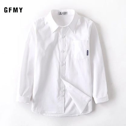 Hot Sale Children Boys Shirts Spring 2021 Fashion Solid color Kids baby Shirts children Clothing Shirt white Long sleeve 3-12Yrs