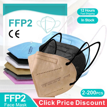 FFP2 KN95 5-Layer Protective Masks - Black & Gray