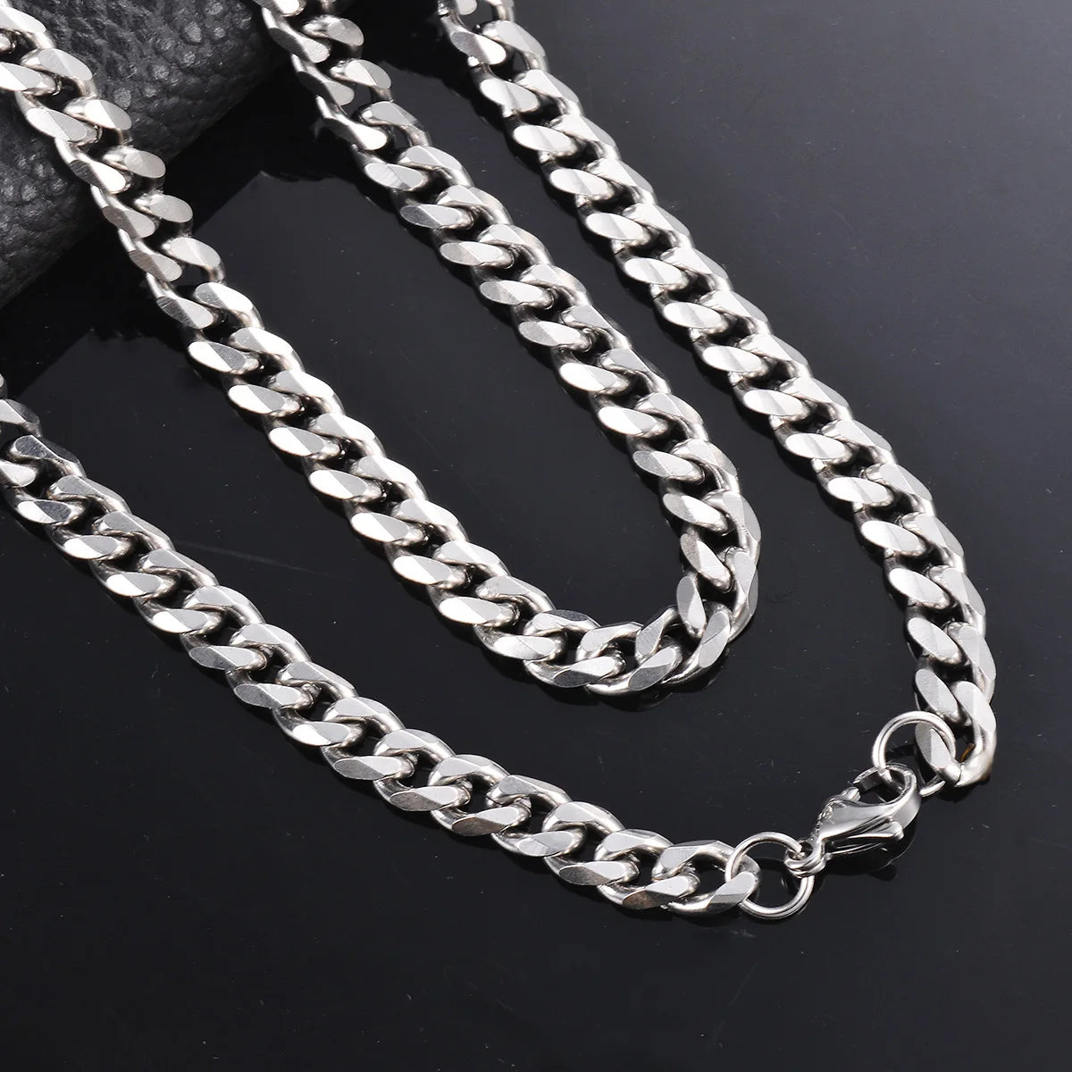 Men’s Stainless Steel Cuban Link Chain Necklace & Bracelet Set (3.6mm-9mm)