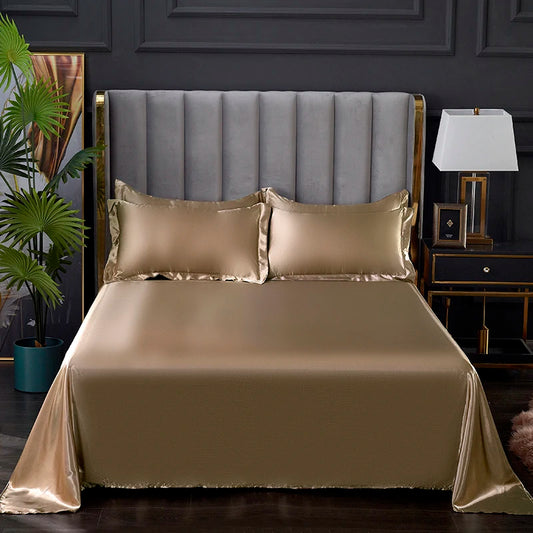 Rayon Bed Sheet Solid Color Flat Sheet Satin Simple Style Soft Comfortable Bedsheet