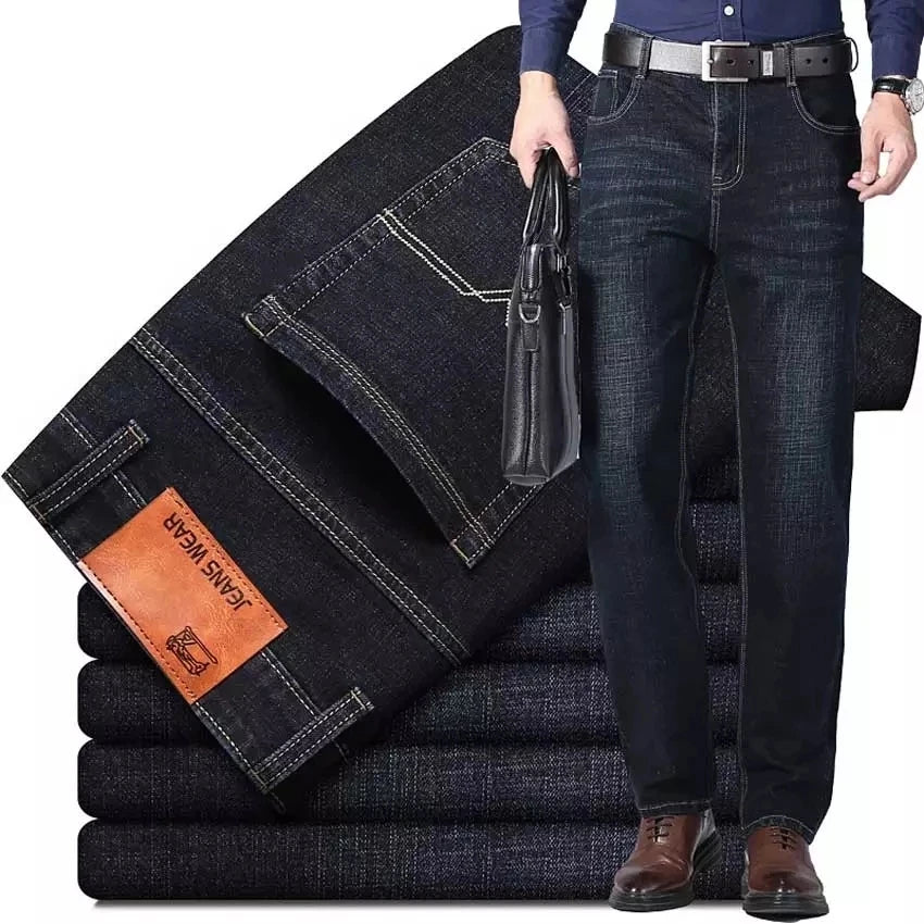 2023 Men’s Business Slim Fit Jeans | Classic Black & Blue | Stretch Denim | Sizes 28-40