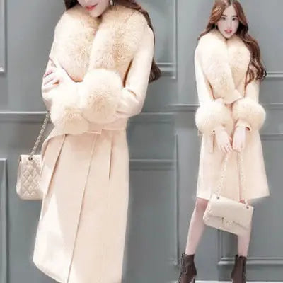 Woolen coat winter coat women Korean version of the self-cultivation large fur collar jackets Wool-Coat Jacket Parka