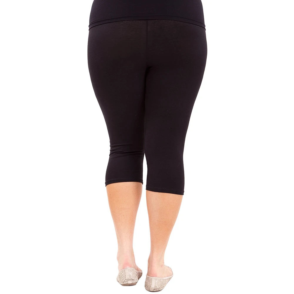 Plus Size Women’s Cotton Modal Leggings | Casual Mid-Calf Stretch Pants for Spring & Summer - tonyfinger store