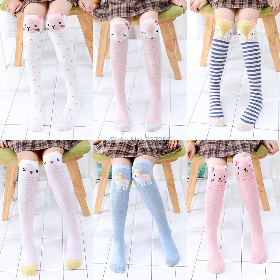 Cute Cartoon Kids’ Cotton Knee-High Animal Socks | Warm & Cozy