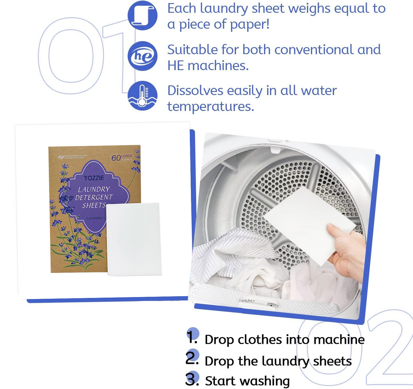 Tozzie Laundry Detergent Sheets- 30 sheets per pack