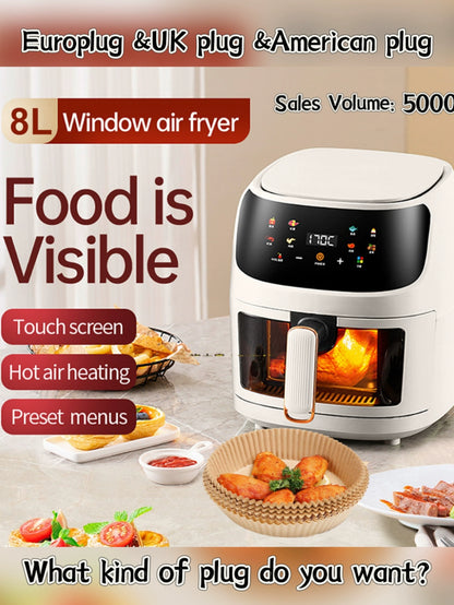 8L Multifunctional Air Fryer Oven with English Buttons - Smoke-Free Cooking