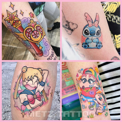 Metz Pretty Girl Cartoon Ins Style Flower Arm Long Lasting Waterproof Tattoo Sticker Cat Thigh Sexy Cute Tattoo Stickers