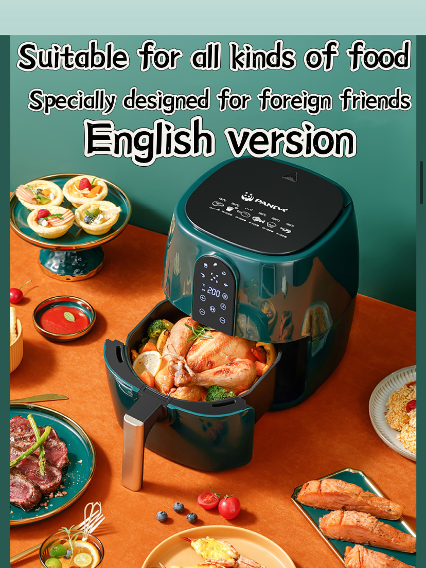 8L Multifunctional Air Fryer Oven with English Buttons - Smoke-Free Cooking