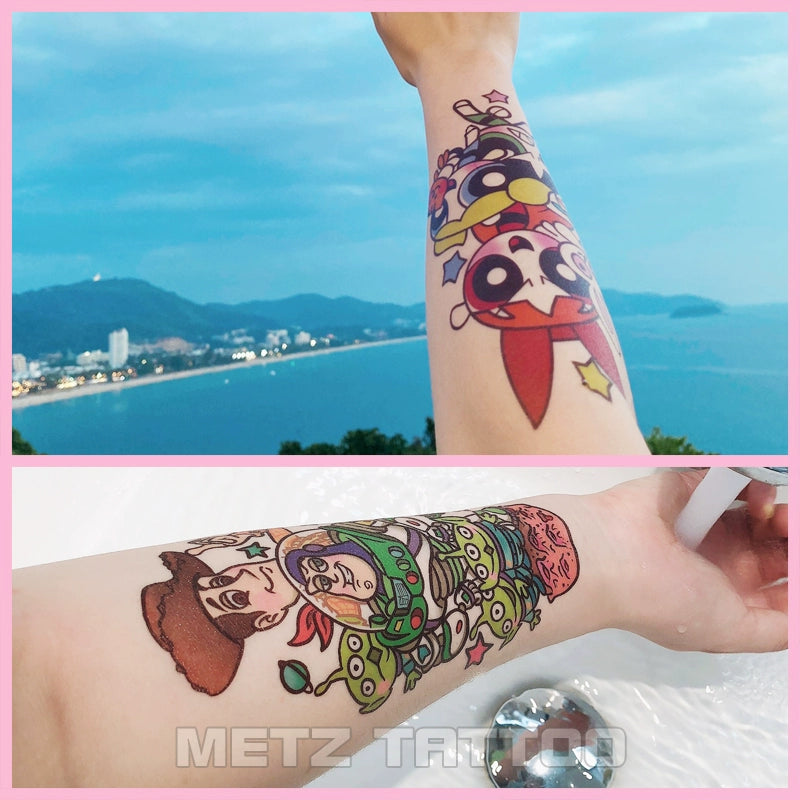 Metz Pretty Girl Cartoon Ins Style Flower Arm Long Lasting Waterproof Tattoo Sticker Cat Thigh Sexy Cute Tattoo Stickers