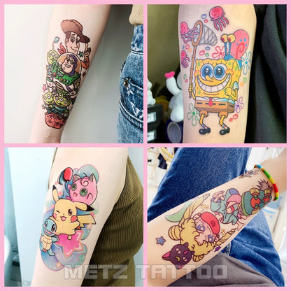 Metz Pretty Girl Cartoon Ins Style Flower Arm Long Lasting Waterproof Tattoo Sticker Cat Thigh Sexy Cute Tattoo Stickers