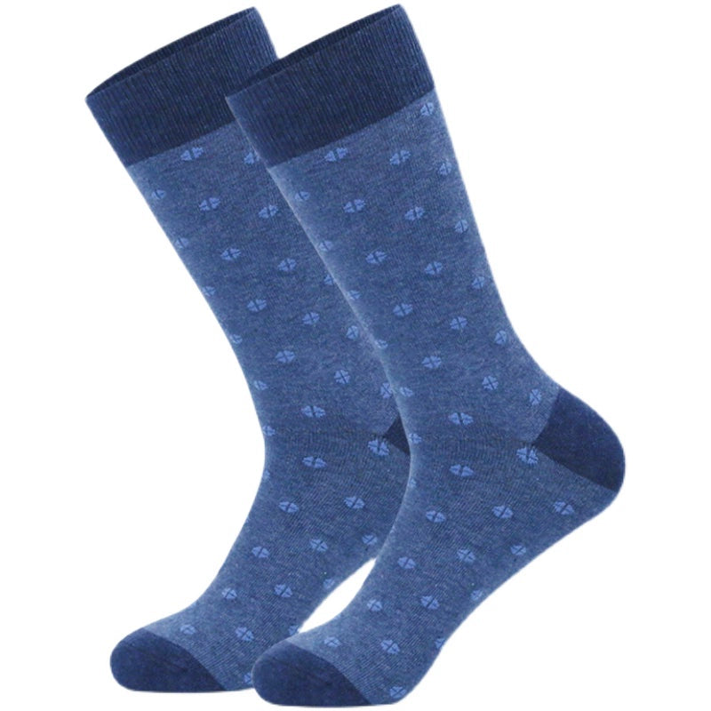 Large Size Pure Cotton Deodorant Diamond Plaid Minimalist Men's Socks