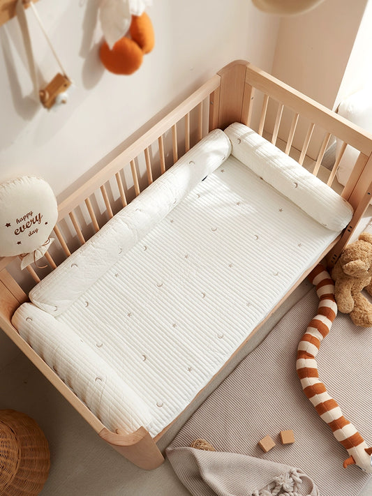 Yesibei Crib Bed Circumference Anti-Collision Soft Bag Baby Side Sleeping Comfort Cylindrical Pillow Kids Bench Bed Backup Fence